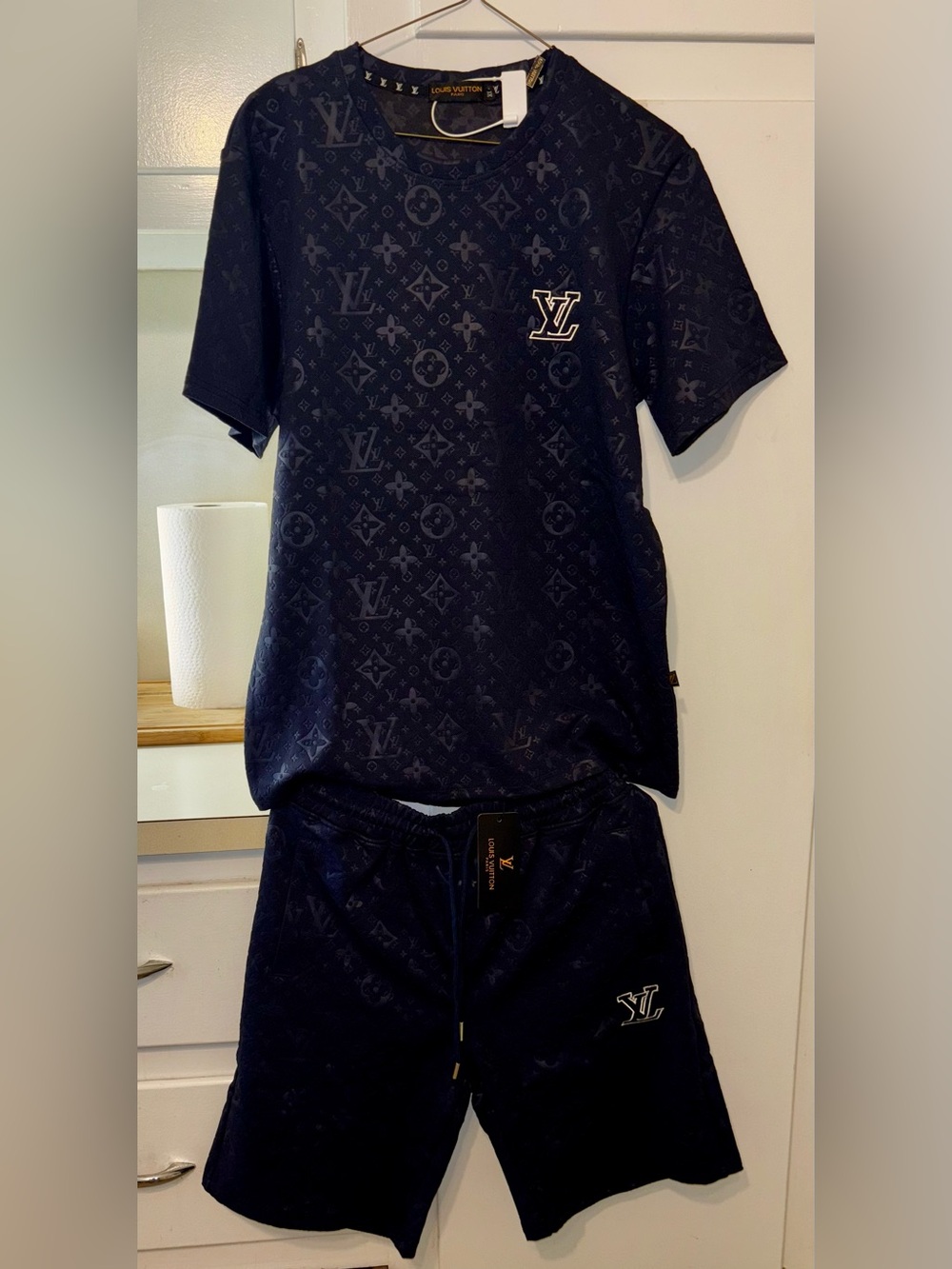 Louis Vuitton Navy Monogram Cotton Blend Athletic Shorts - Picture 2 of 8